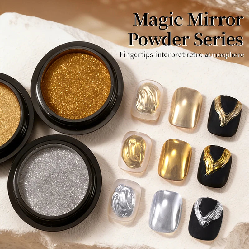 Mirror Powder for Nails - Metallic Chrome Holographic Nail Art Glitter Set