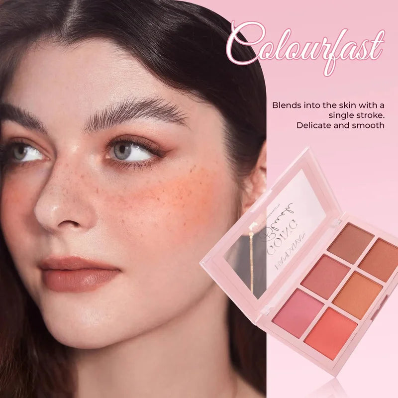 Long Wear Blush Makeup Palette - Buildable Matte Color Face Powder for Cheeks & Contouring