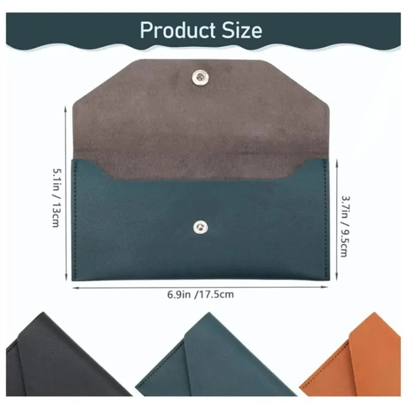 Ultra-Thin PU Leather Cash Envelope Wallet Organizer Card Holder Waterproof for Men Women