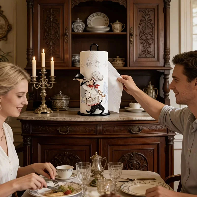 Tissue Holder with Tray - Freestanding Paper Towel and Napkin Organizer for Kitchen