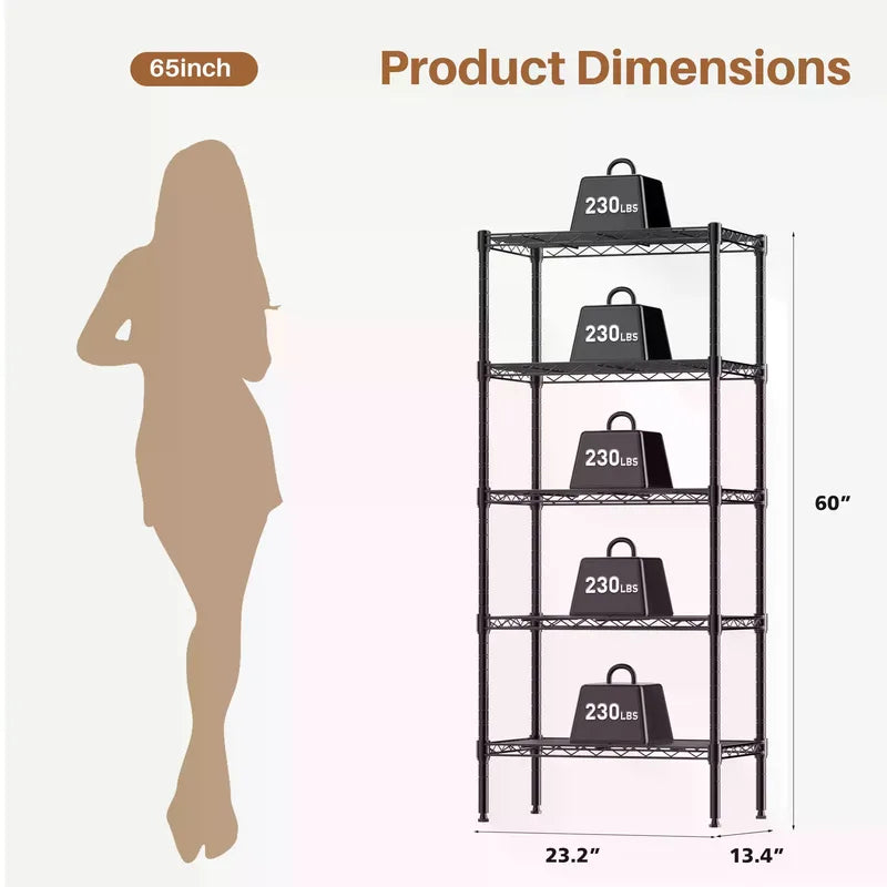 Heavy Duty Metal Storage Shelving Unit - Adjustable Wire Racks for Kitchen, Garage, Closet, Pantry