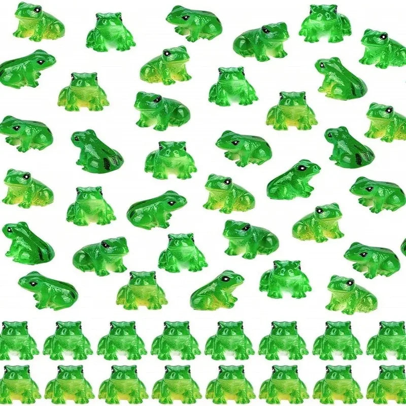 Mini Resin Frog Figurines Set for Aquarium Decor and Terrariums - 10 Pieces