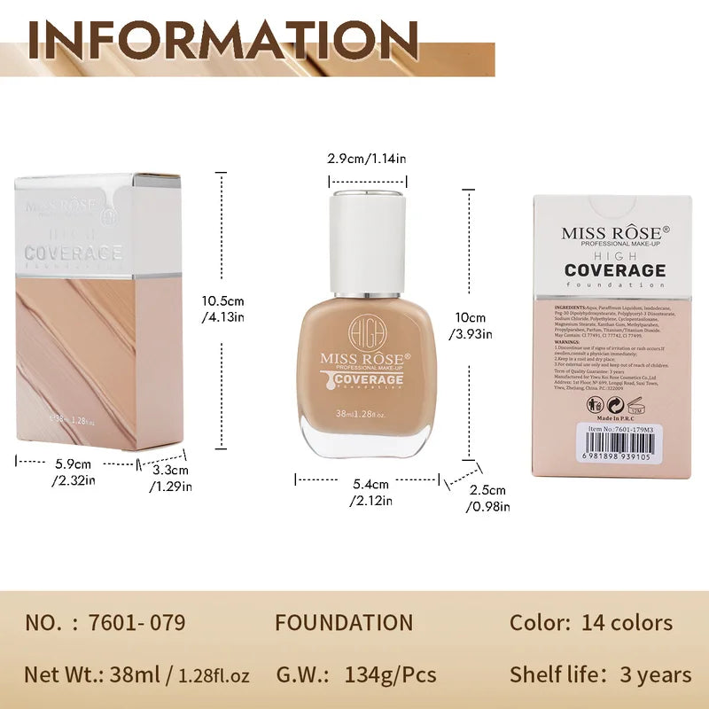 Lightweight Foundation & Concealer Cream for Brightening & Even Skin Tone - All Colors