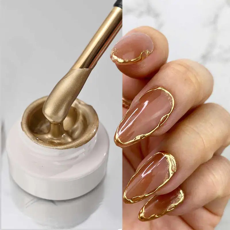 Metallic Nail Gel Polish with Mirror Effect & Brush - UV Soak Off Chrome Art Kit