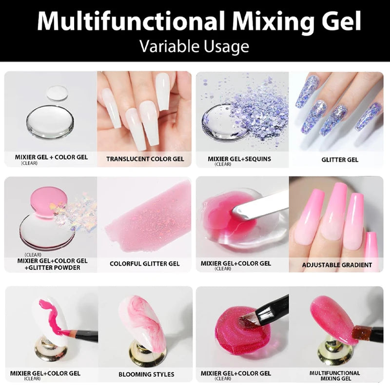 20ml Nail Art Mixing Gel - Clear Nail Polish for Glitter Blending & DIY Manicure