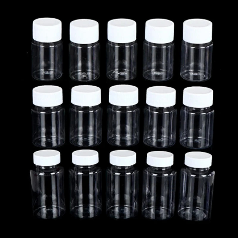 Refillable Plastic PET Bottles Set - 15ml to 100ml, Seal Cap, Multiple Colors