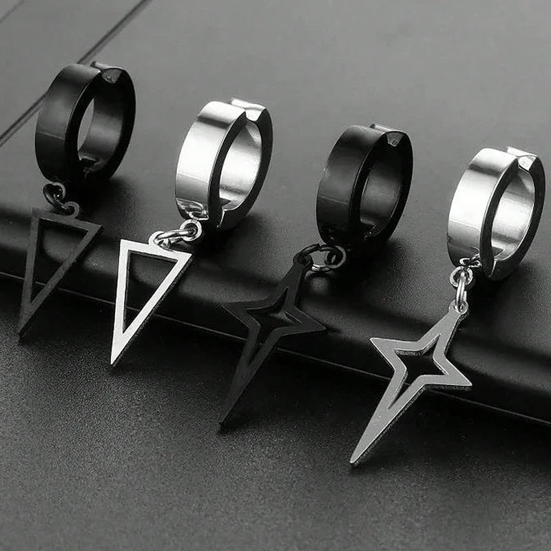 Fashion Punk Cross Star Non Piercing Ear Clip Jewelry for Men Women