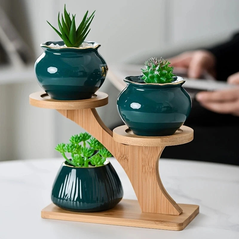 Mini Indoor Plant Stands for Window Sills & Desks, 3-Tier Space-Saving Shelves