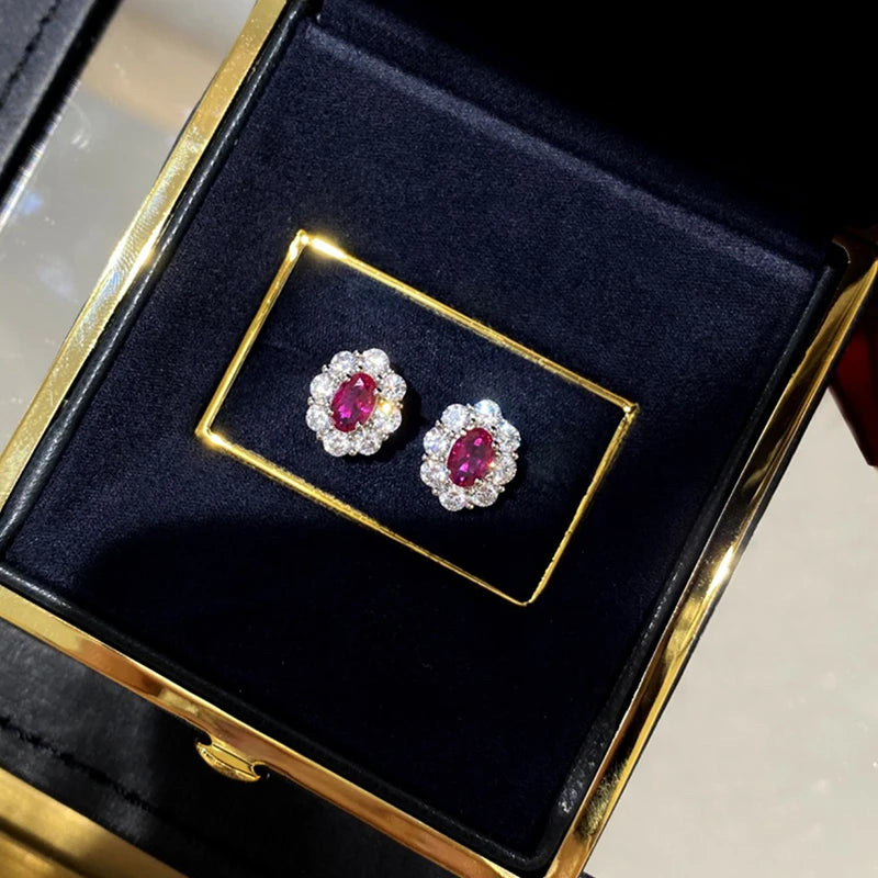 Red Cubic Zircon Earrings for Women - Elegant Wedding Jewelry Gift
