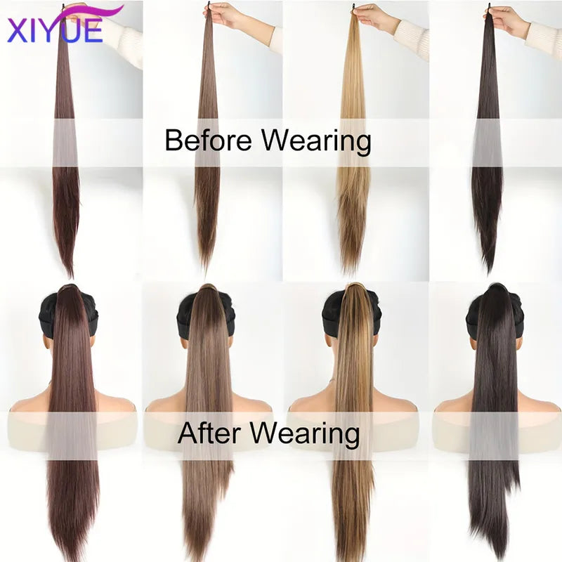 28 Inch Synthetic Ponytail Hair Extension Wavy Curling Hair Wrap for Women & Girls