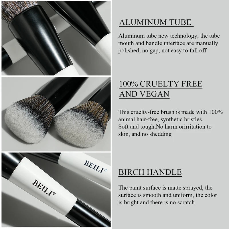 Dual-Ended Makeup Brush Set - 12 Vegan Professional Contour Foundation Eyebrow Brushes