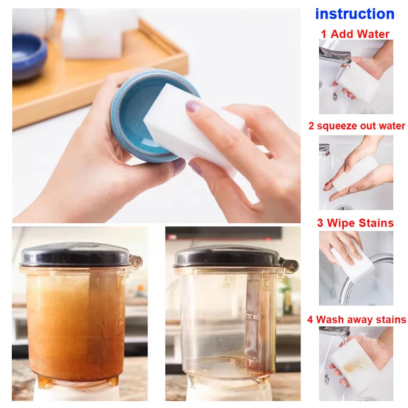 Melamine Cleaning Sponges Set - Multi-Color, 10x6x2cm, for Kitchen & Bathroom