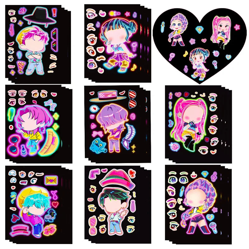 Kids Face Puzzle Stickers Set - 8 Fun DIY Face Decals for Kids' Education & Party Decorations