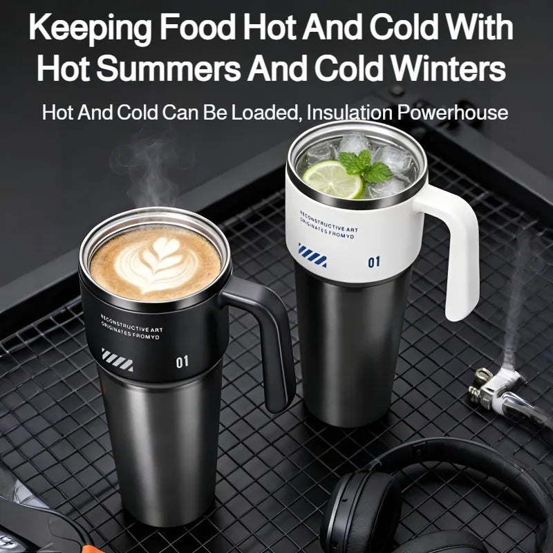 Insulated Stainless Steel Water Bottle with Flip Lid & Straw - 1L Vacuum Thermos Mug for Travel & Home