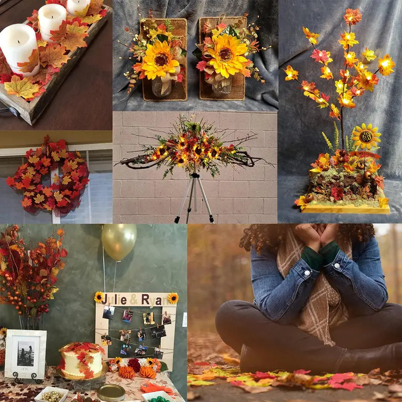 Artificial Fall Maple Leaves 500pcs for Autumn Home Decor & Weddings