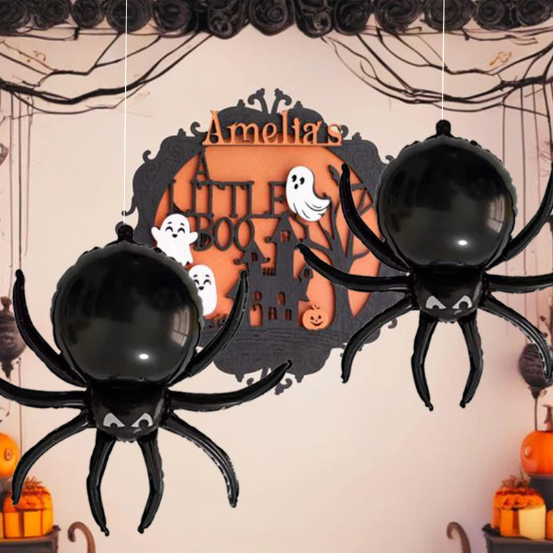 3 Pack Large 3D Halloween Spider Balloons for Haunted House & Party Decorations