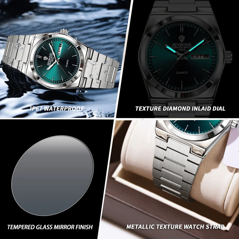 Luxury Women's Quartz Watch Waterproof Auto Date Luminous Week Display