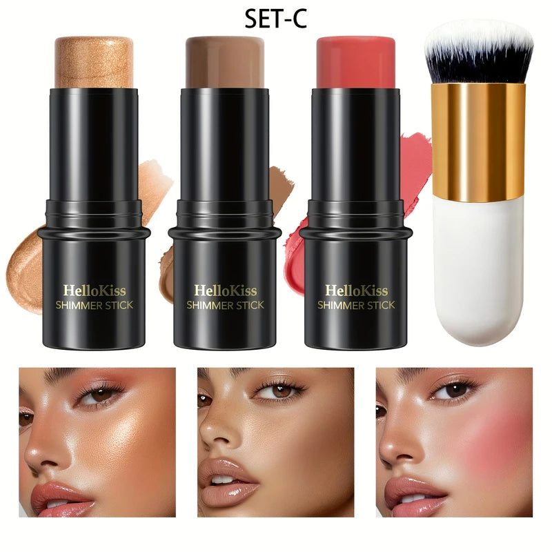 4-Piece Contour Makeup Set with Highlighter, Blush & Bronzer - Long-Lasting & Perfect for Gifts