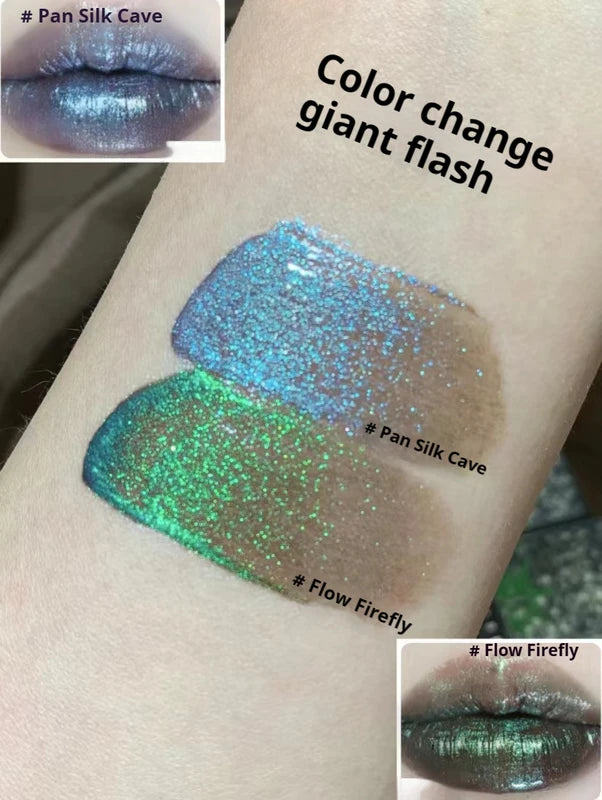 Water Mirror Lip Gloss with Chameleon Glitter and Pearlescent Finish - Moisturizing Long Lasting Lip Shine