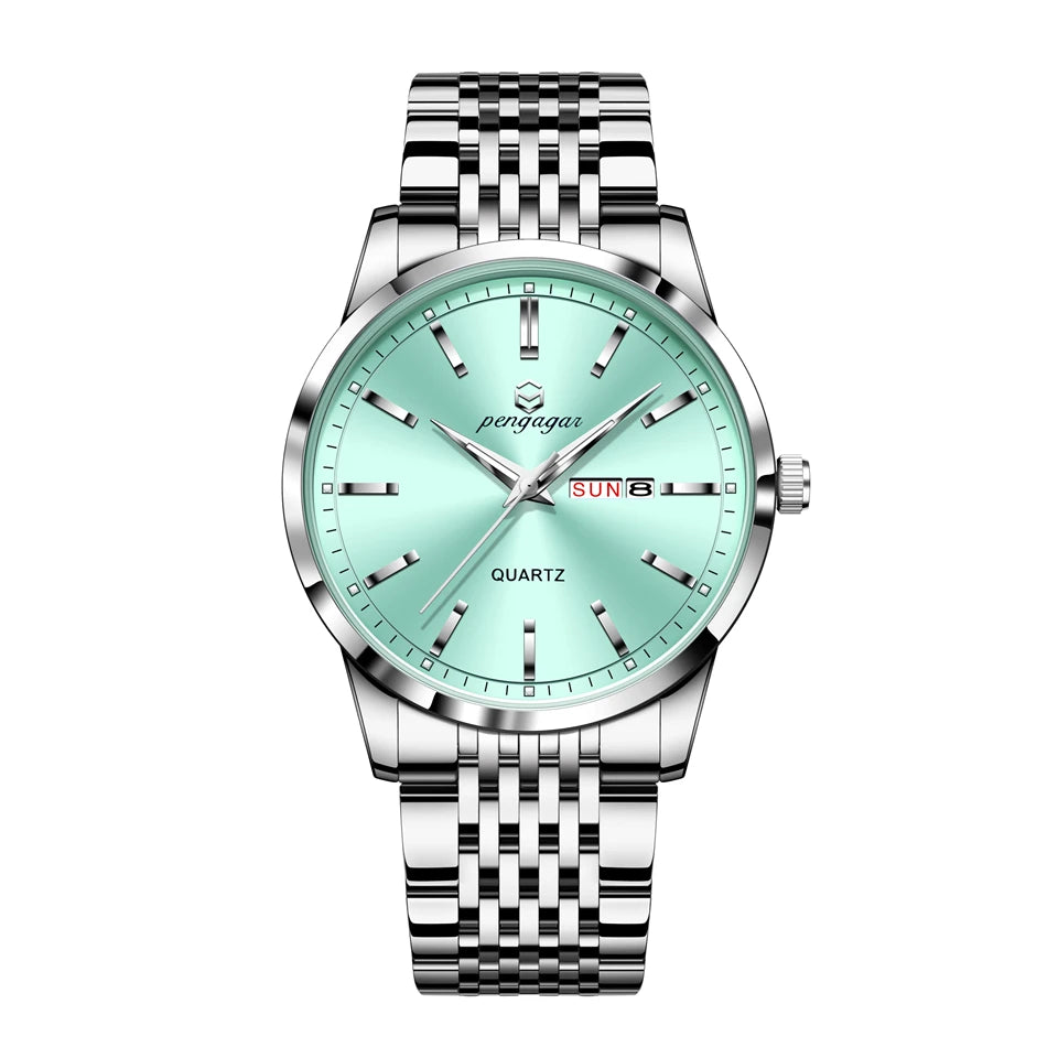 Luxury Waterproof Men’s Quartz Watch with Luminous Dial and Date Function