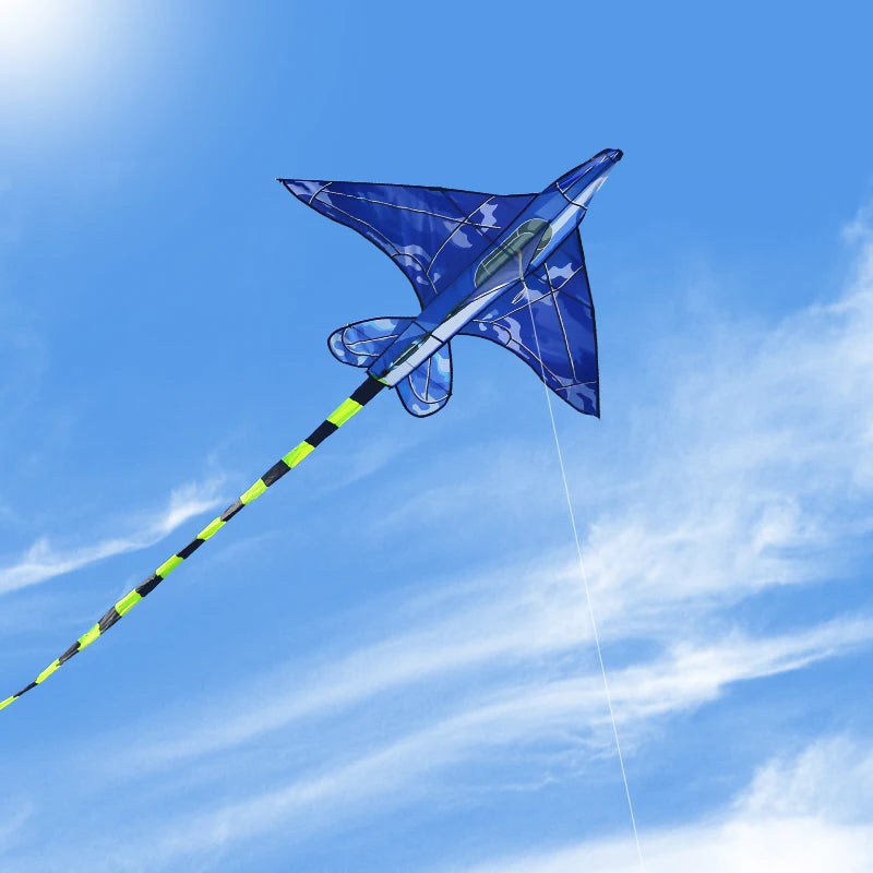 Outdoor Flying Kite with Handle and 100m Line - Blue Camouflage, 145x115cm