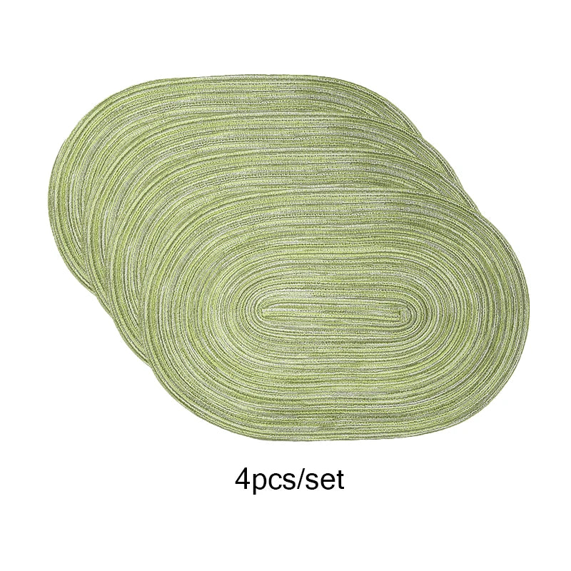 4PCS Oval Cotton Braided Table Mats Non-Slip Washable Coasters for Dining & Kitchen