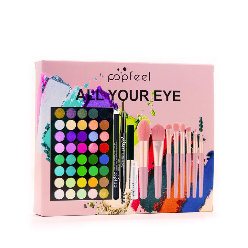 40-Color Eye Makeup Palette Set with Eyebrow Pencil Eyeliner Mascara & Brushes