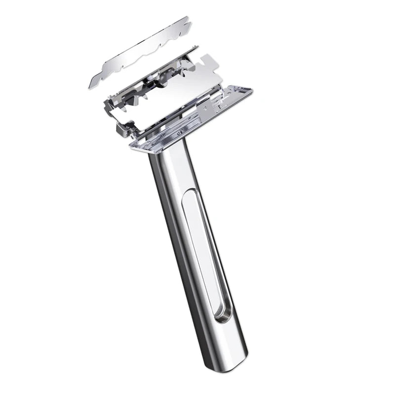 Safety Razor with Travel Leather Storage Bag - Double Edged Grooming Tool for Men