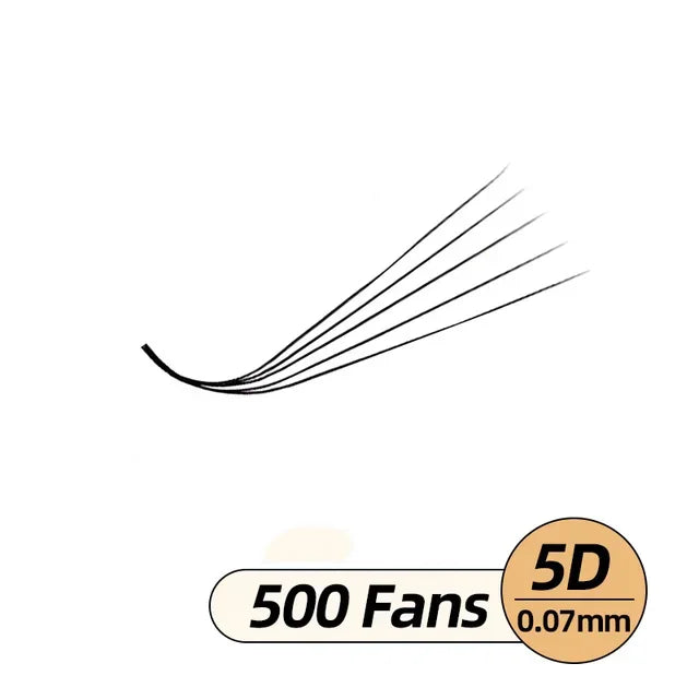 Premade Russian Volume Eyelash Fans - 3D to 8D L Curl, 500 Fans per Tray