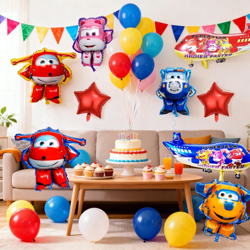 9 Pack Super Wings Foil Balloons Party Decorations for Super Wings Birthday