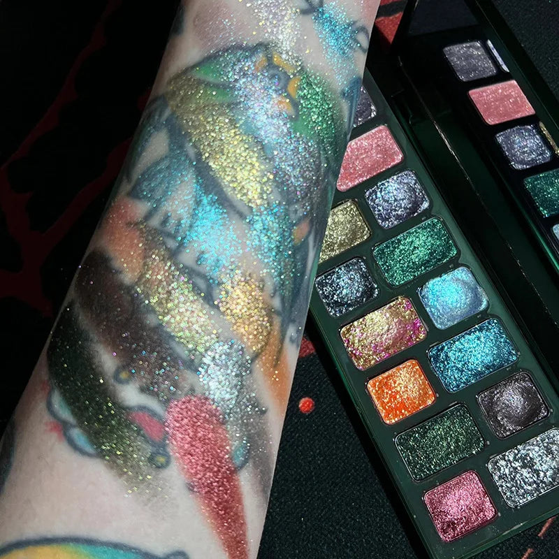 16 Color Waterproof Glitter Eyeshadow Palette - Sparkling Diamond Finish