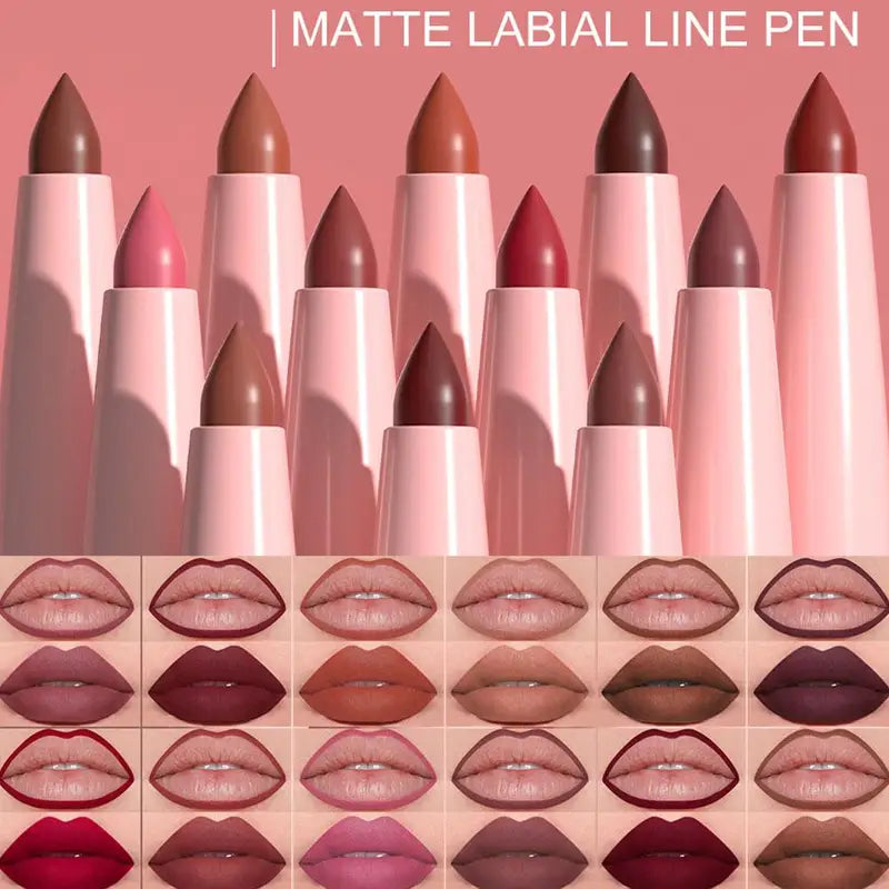 Velvet Matte Lip Liner Pencil Set - 6 Colors, Long-Lasting, Waterproof, Easy to Define Lips
