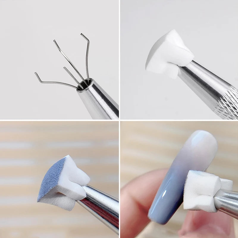 Mini Square Nail Art Sponge Set with 4 Claws Nail Gradient Brush for Manicure & Nail Design