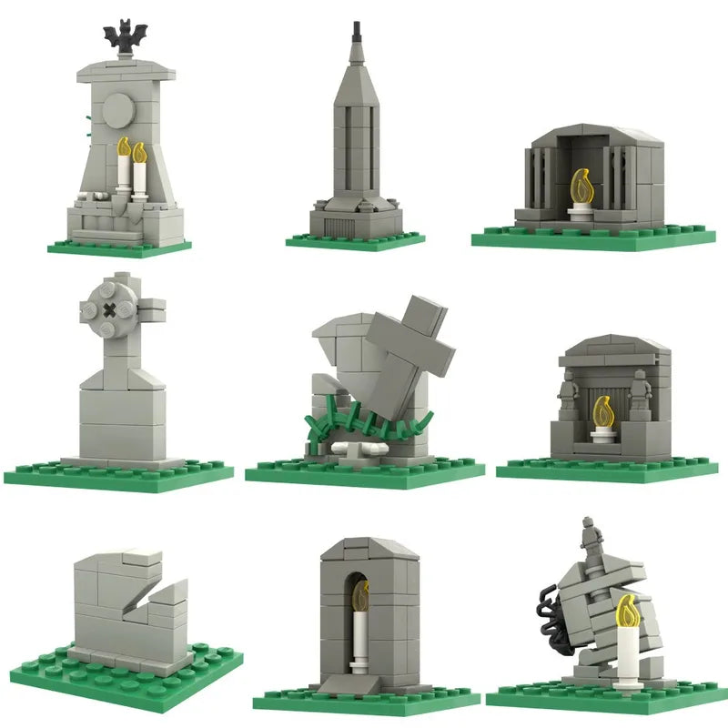 Halloween Cemetery Building Blocks Set - Horror Pumpkin Ghost Model Toys for Kids