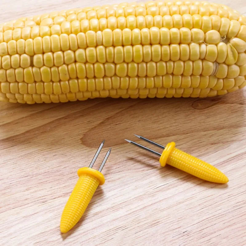 Stainless Steel Corn Holders Set - BBQ Corn On The Cob Double Forks