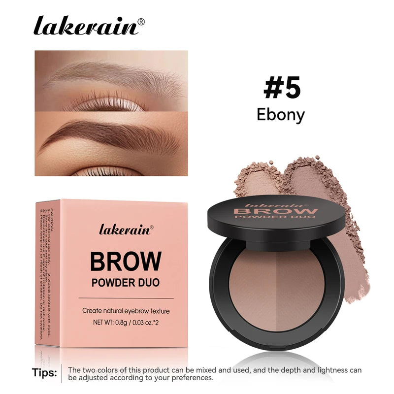2-Color Waterproof Eyebrow Powder Palette with Mirror - Long Lasting Matte Brown Makeup