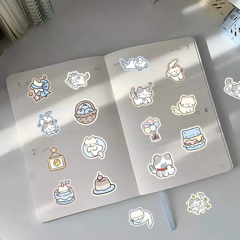 50PCS Cartoon Lazy Kitten Graffiti Stickers for Bicycle & Pencil Cases