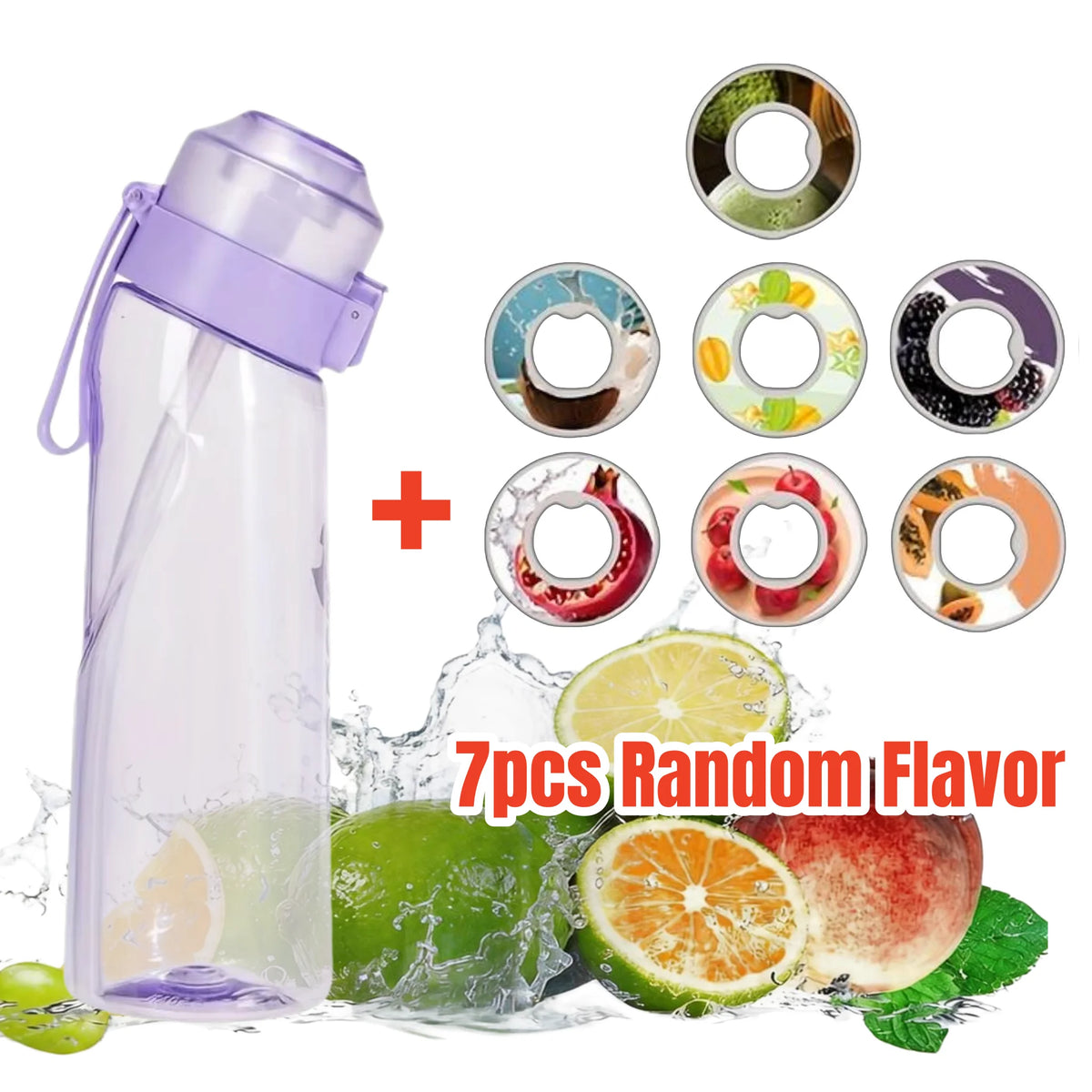 650ml Portable Sports Water Bottle with Fruit-Flavored Pods Leakproof Drinking Cup