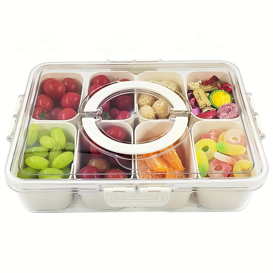 4-Grid Snack Container with Lid - Portable Food Storage & Organizer