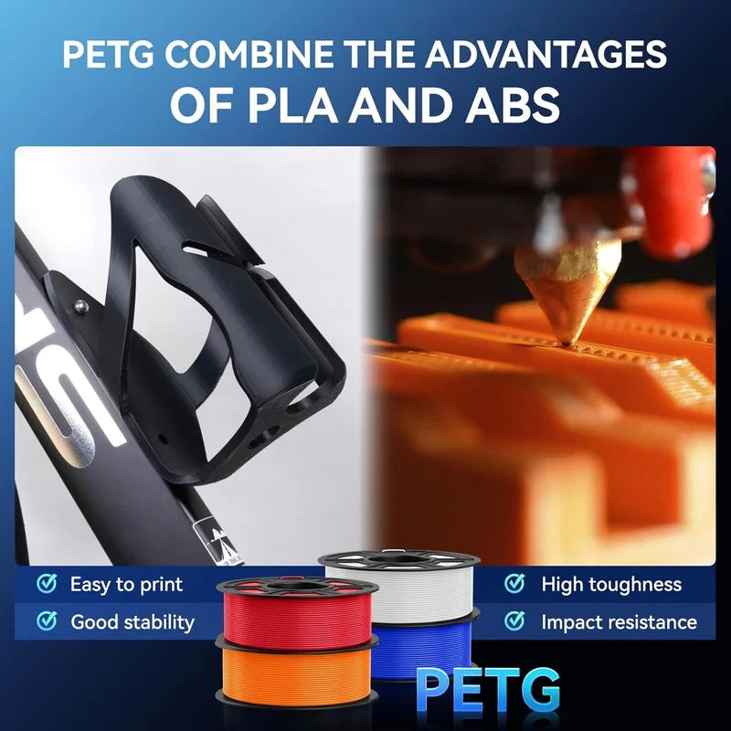 PETG 3D Printer Filament - No Bubbles, Non-Toxic, 1.75mm, 5.5kg Roll