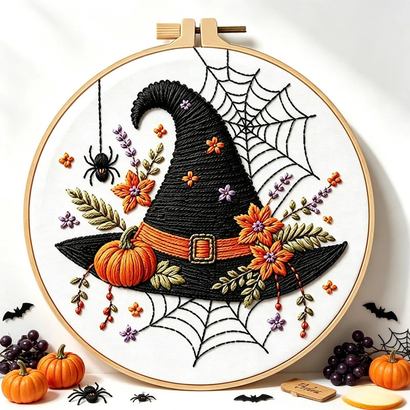 DIY Pumpkin Skeleton Embroidery Kit with Thread & Pattern - All Colors & Sizes