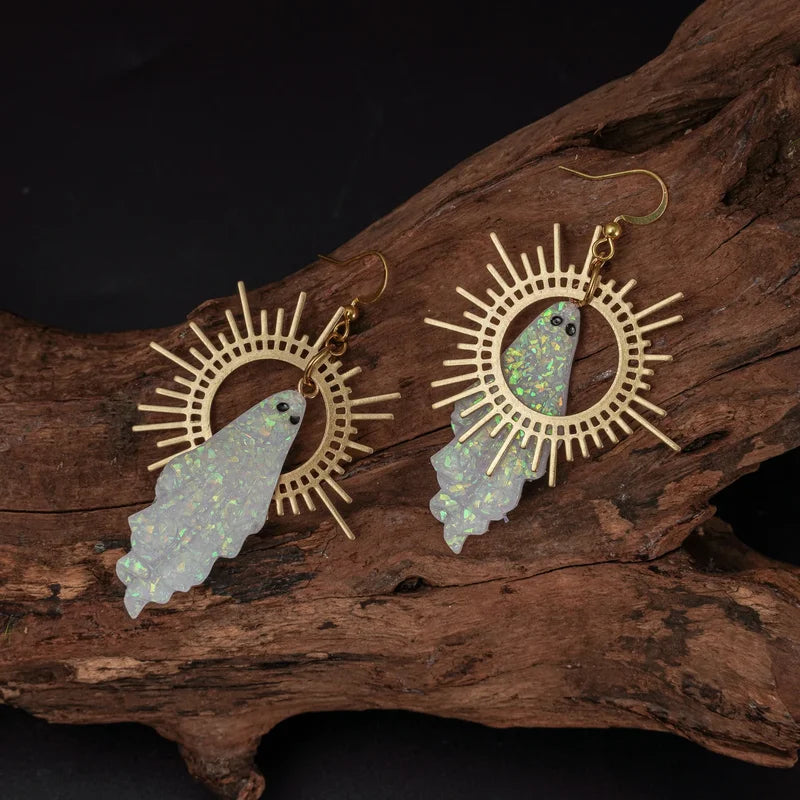 Goth Sun Ghost Star Earrings Halloween Handmade Resin Gothic Punk Jewelry