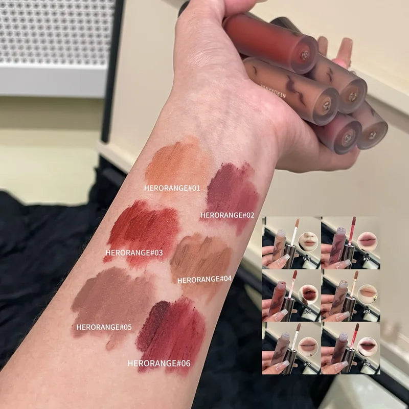 Matte Lip Gloss with Soft Velvet Texture High Color Payoff Transfer-Resistant Lip Makeup