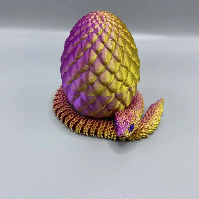 3D Printed Snake Surprise Egg Decorations - Flexible Joints, Set of 4 for Enthusiasts