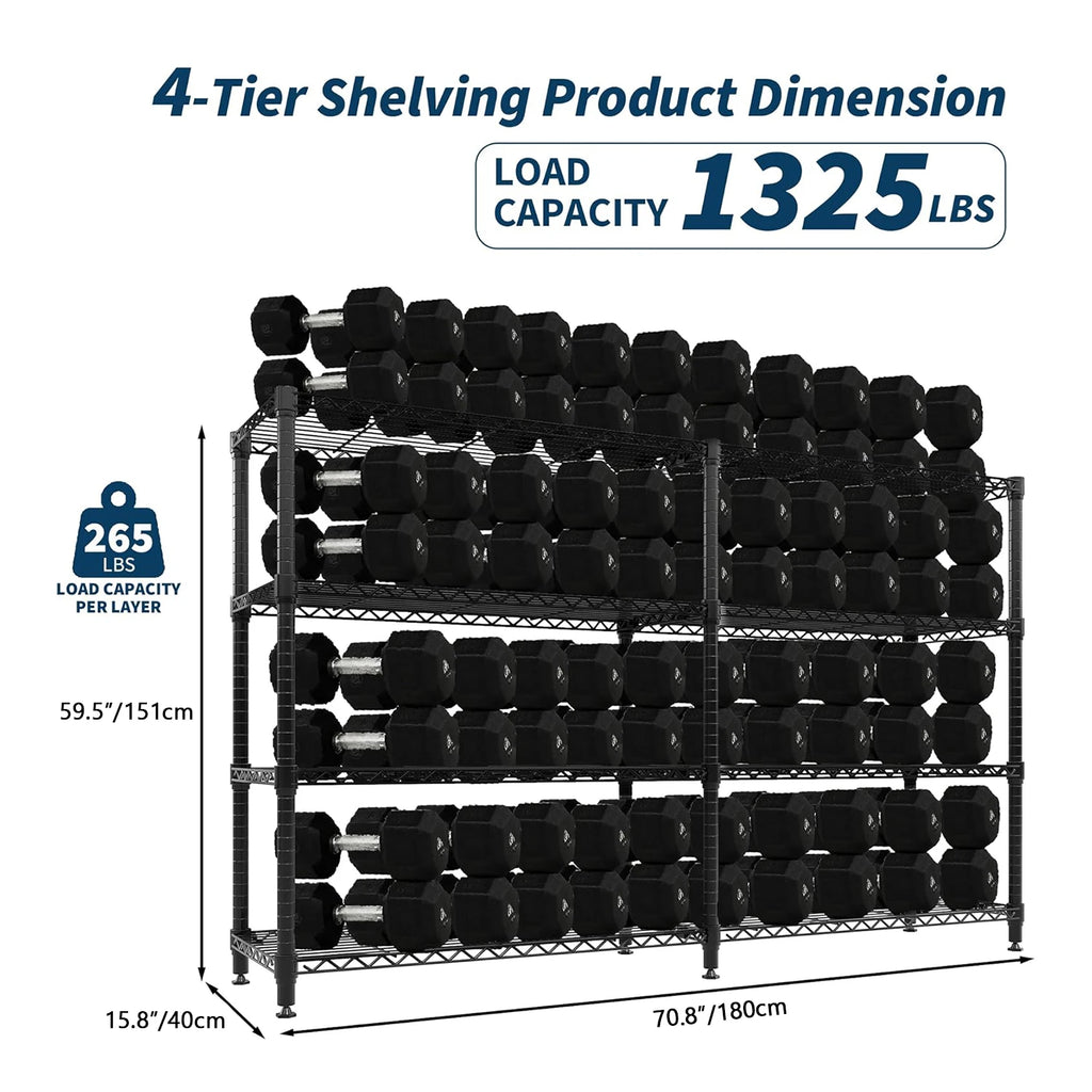 Heavy Duty Metal Storage Shelves - Adjustable Wire Shelving Unit for Kitchen Garage Pantry Commercial