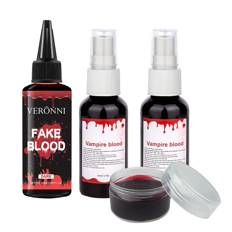 Fake Blood Makeup Kit for Halloween & Cosplay - 4-Piece SFX Blood Set