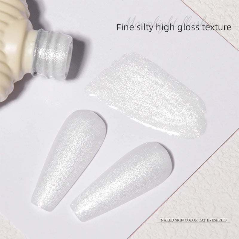 Milky White Glitter Gel Nail Polish - Sparkling UV LED Varnish for Summer