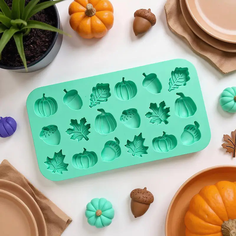 Fall Silicone Molds 18-Cavity Pumpkin Pine Cone Maple Leaves Craft Molds