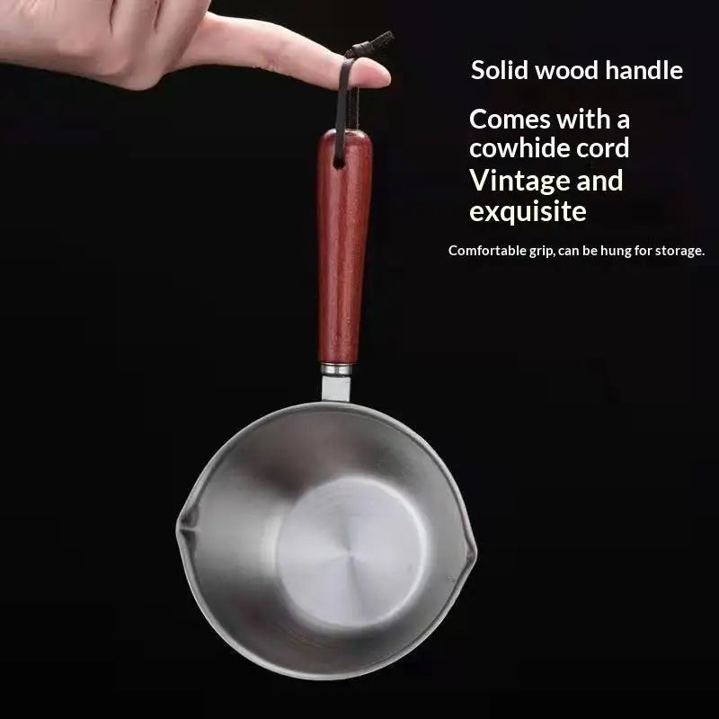 300ML Stainless Steel Cooking Pot with Wooden Handle - Dishwasher Safe, Ideal for Candle Wax Melting & DIY Crafts