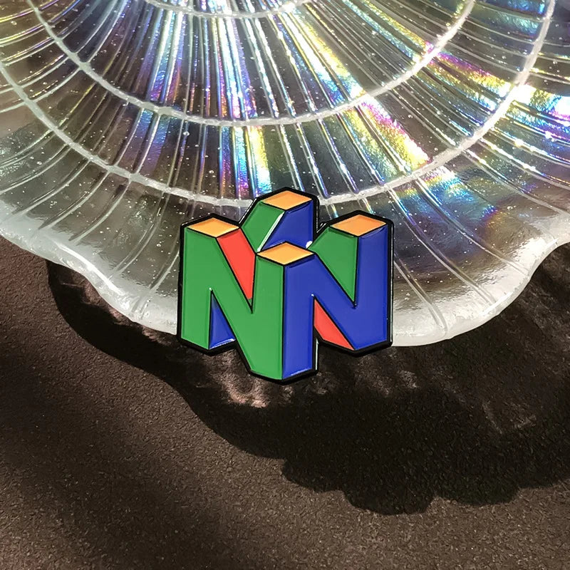 Colorful Metal Brooches Set - Geometric Letter N Pin for Clothing & Bags